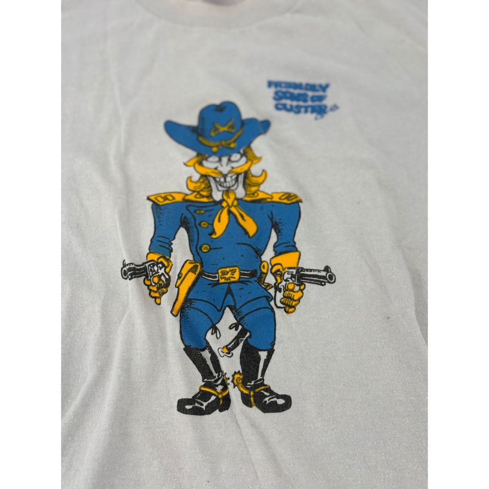 Jerzees Friendly Sons of Custer Graphic T-Shirt Vintage Large Gray Mens - Picture 3 of 8